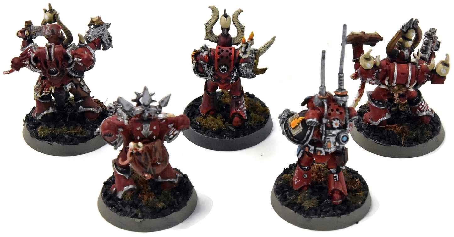 CHAOS SPACE MARINES World Eaters 5 Chaos Space Marines #2 WELL PAINTED 40K
