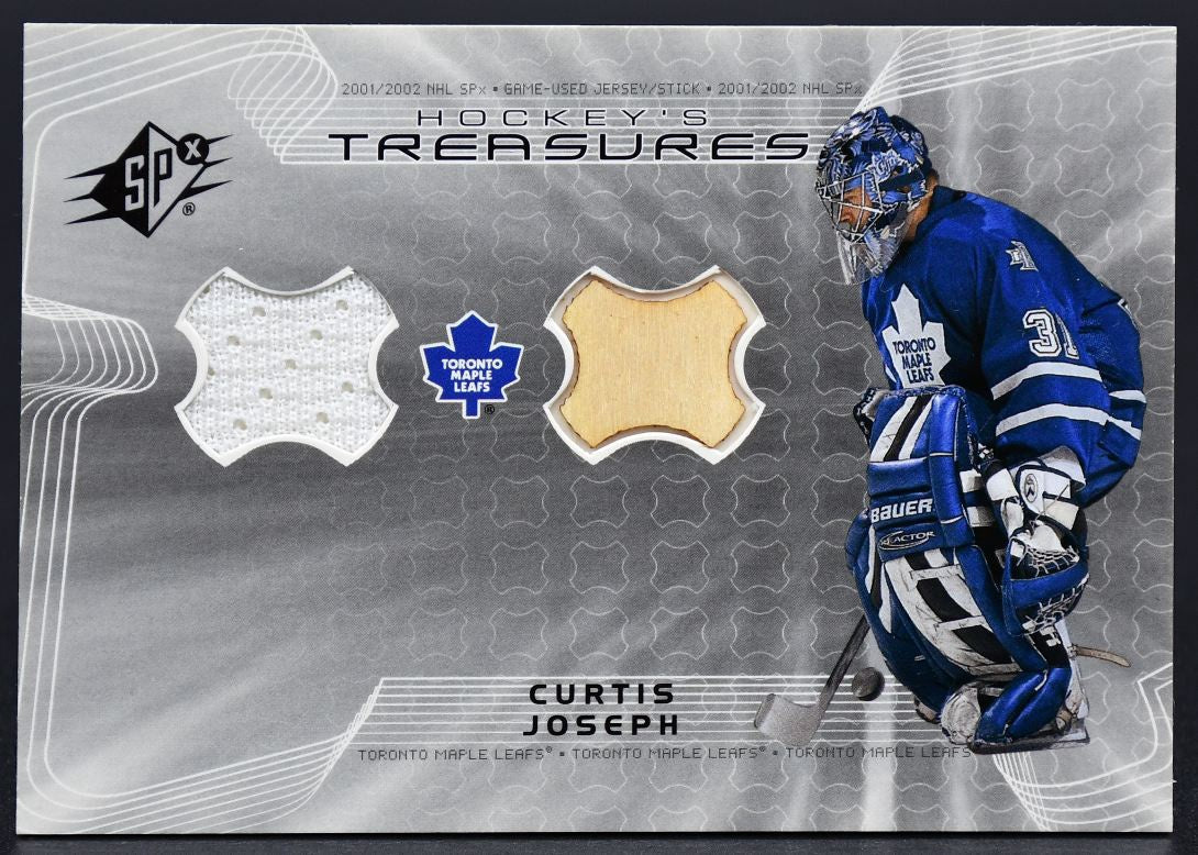 2001-02 SPx Hockey Treasures Curtis Joseph Toronto Maple Leafs Jersey Stick