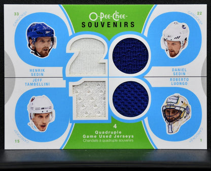 2010-11 OPC Souvenirs Tambellini/Sedin/Luongo/Sedin Jersey 7475