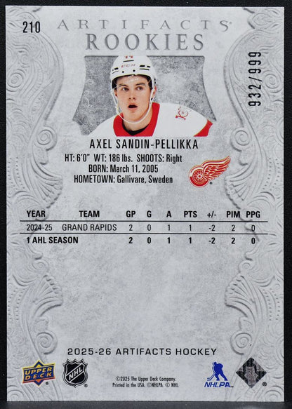 2025-26 Artifacts Rookies Axel Sandin-Pellikka 210 RC 932/999 6278