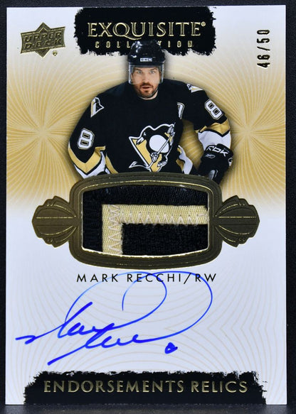 23-24 UD The Cup Exquisite Endorsements Relics Recchi Penguins Auto /50 Patch 9140