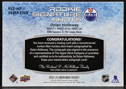 2023-24 UD Engrained Rookie Signature Shots Dylan Holloway RSS-HO  RC Auto /149
