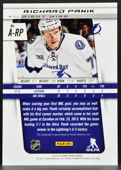 2013-14 Panini Prizm Rookie Autographs Richard Panik A-RP Lightning RC Auto 0048