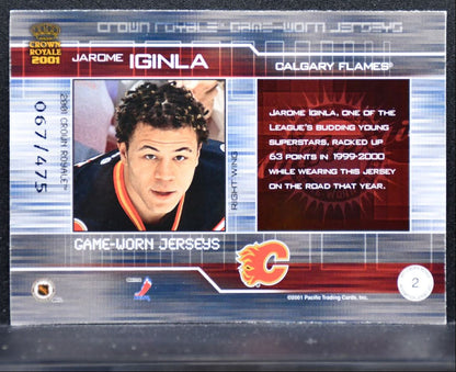 2000-01 Pacific Crown Royale Jersey Jarome Iginla 2 Flames 067/475 Jersey 4404