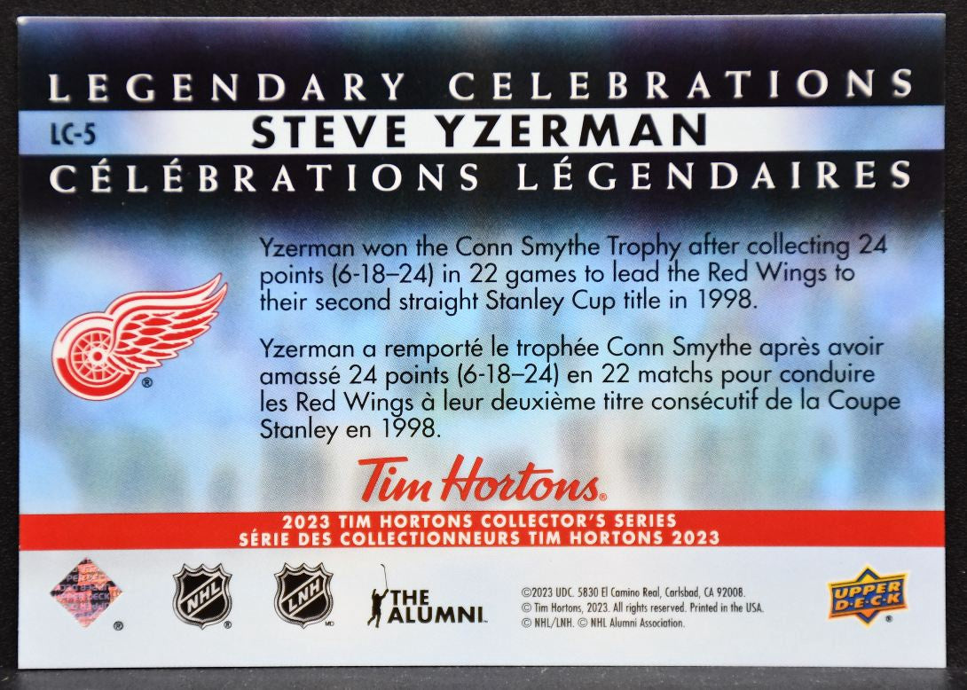 2023-24 UD Tim Hortons Legendary Celebrations Steve Yzerman LC-5 Red Wings 3513