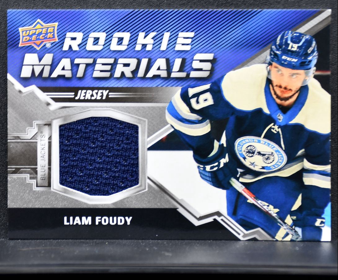 2020-21 UD Series 2 Rookie Materials Foudy Blue Jackets RC Jersey 1700