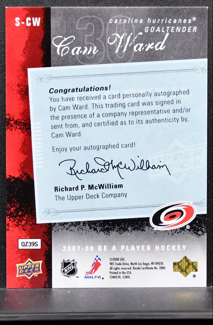 2007-08 Upper Deck Be a Player Signatures Cam Ward Carolina Hurricanes Auto 0314