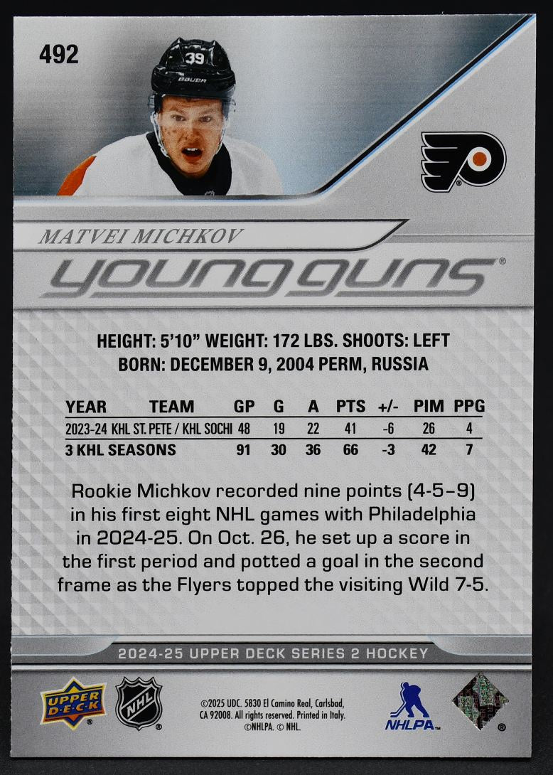 2024-25 UD Series 2 Young Guns Matvei Michkov 492 RC
