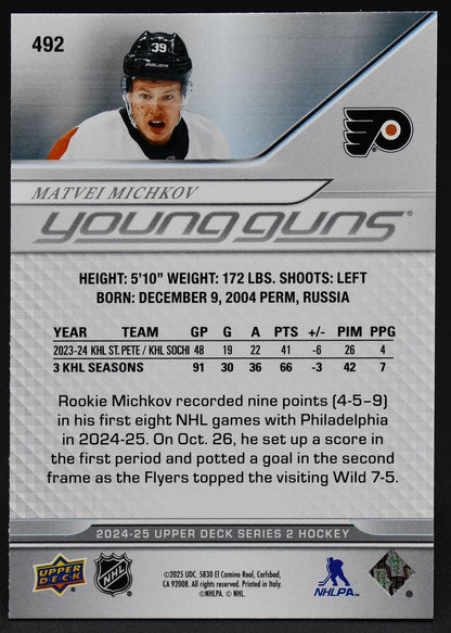 2024-25 UD Series 2 Young Guns Matvei Michkov 492 RC