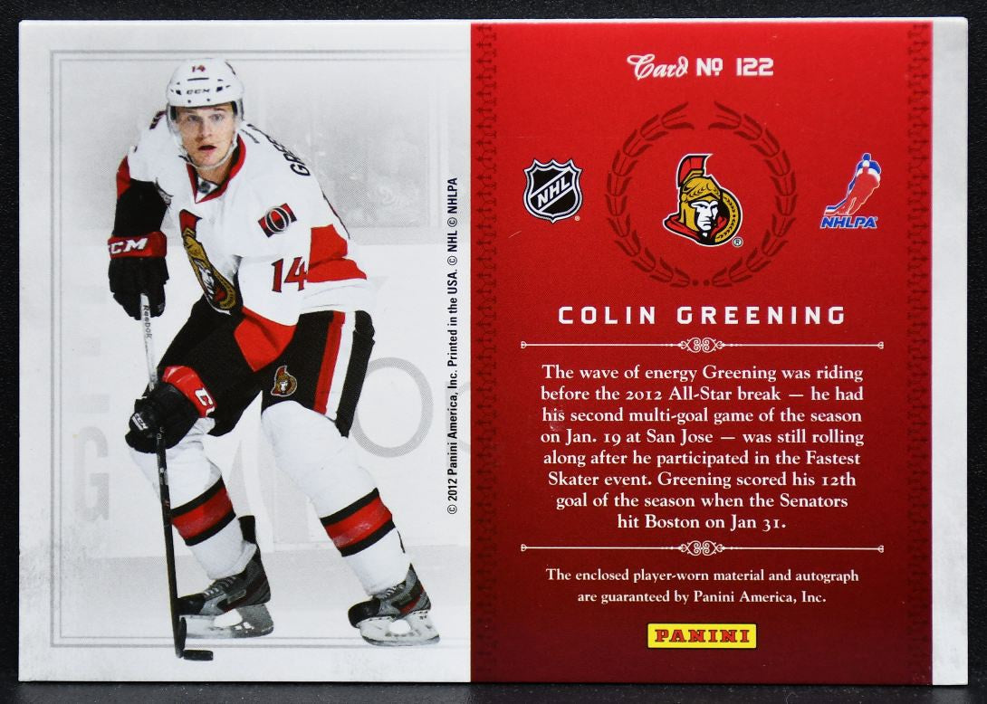 2011-12 Panini Tresures Anthology Greening Senators RC Auto 084/499 Jersey 5699