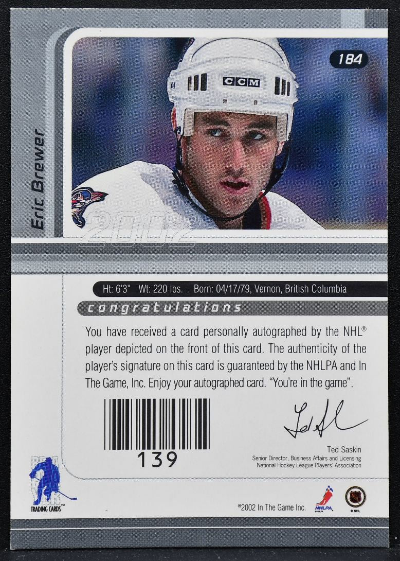 2002-03 Be a Player Signature Series Autographs Eric Brewer 184 Auto 2798