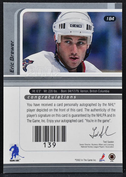 2002-03 Be a Player Signature Series Autographs Eric Brewer 184 Auto 2798
