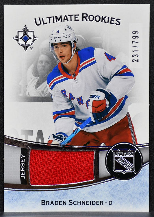 22-23 UD Ultimate Collection RC Jersey Braden Schneider 156 Rangers RC /799 7406