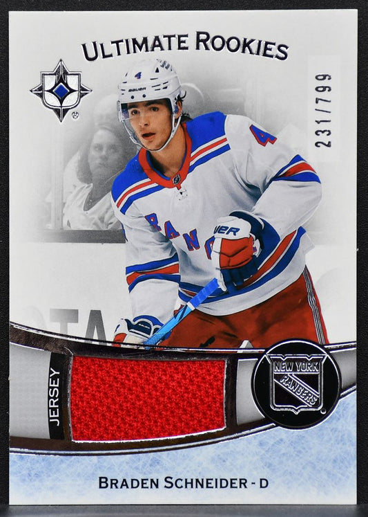 22-23 UD Ultimate Collection RC Jersey Braden Schneider 156 Rangers RC /799 7406