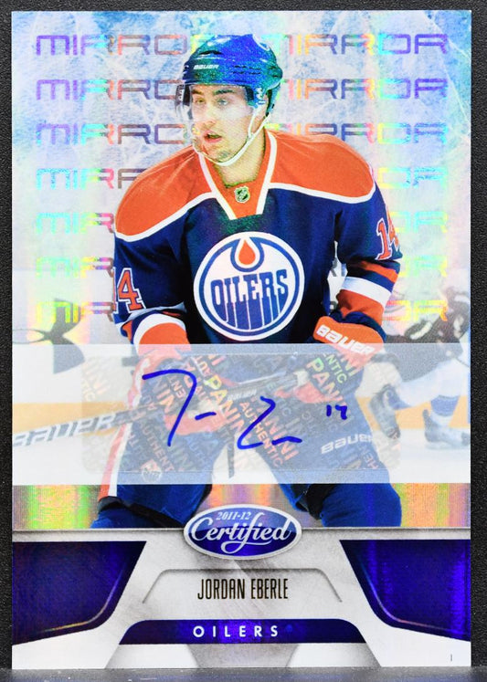 2011-12 Panini Certified Mirror Blue Signatures Jordan Eberle Oilers Auto 7569