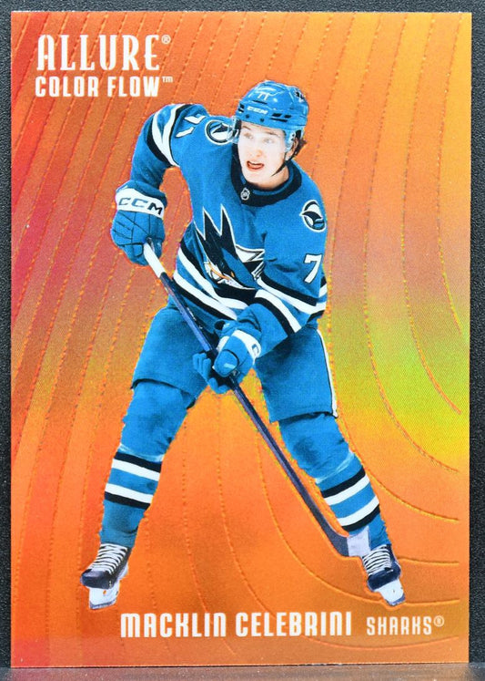 2025-26 Upper Deck Allure Color Flow Red-Orange Macklin Celebrini Sharks 4483