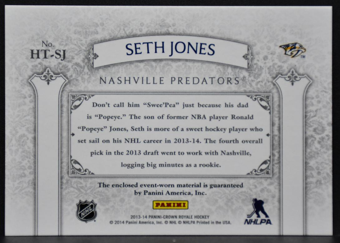 13-14 Panini Crown Royale Heirs Throne RC Materials Jones Predators Jersey 2944