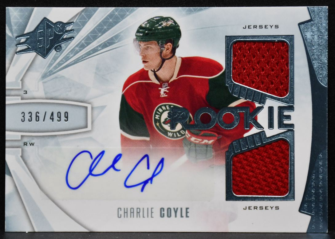 2013-14 SPx Rookie Autograph Dual Jersey Charlie Coyle 173 RC Auto Jersey 4174