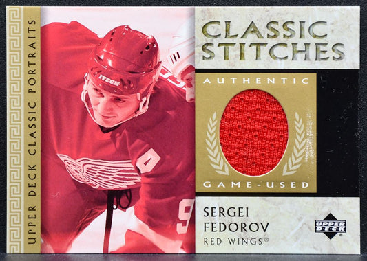 2002-03 UD Classic Portraits Stitches Sergei Fedorov C-SF Red Wings Jersey 2912