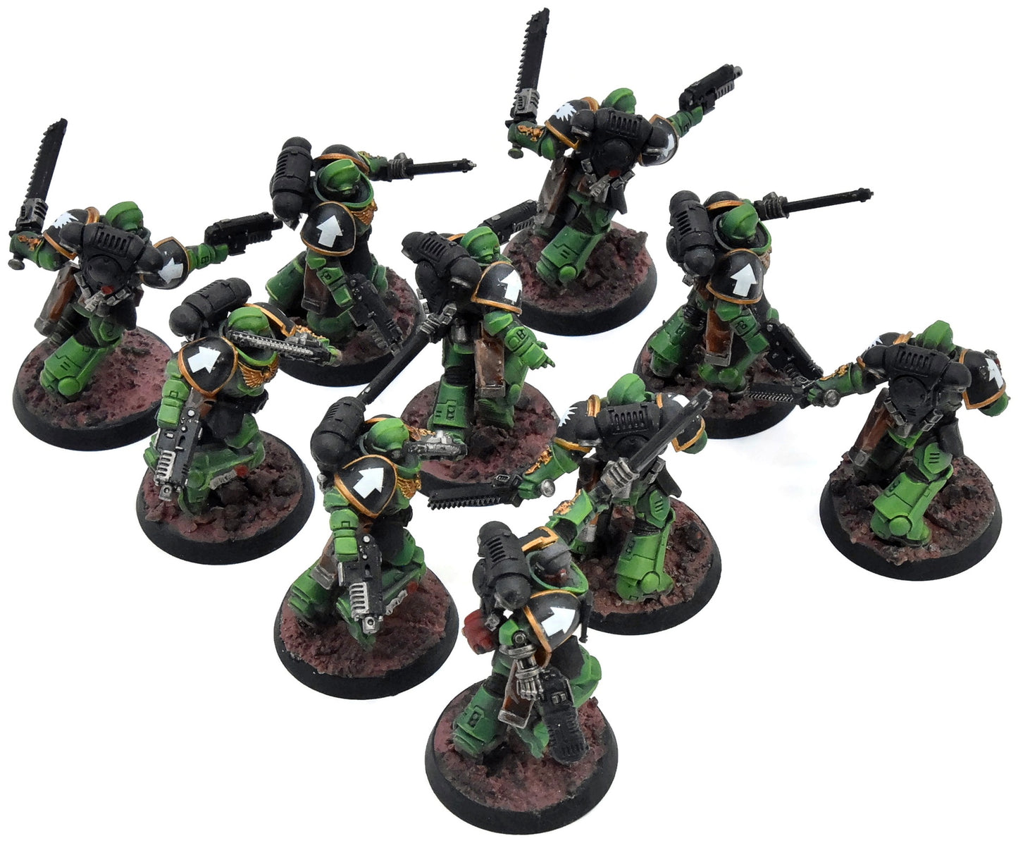 SPACE MARINES 10 Assault Intercessors #1 WELL PAINTED Warhammer 40K salamanders