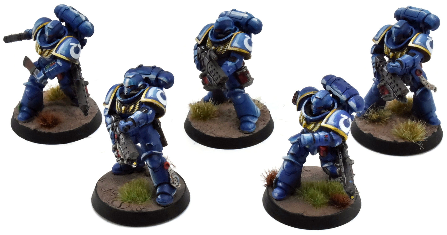 SPACE MARINES 5 Infernus Squad #2 WELL PAINTED Warhammer 40K Ultramarines