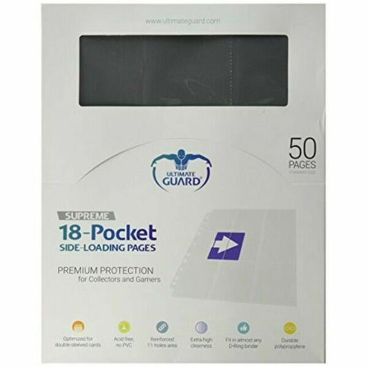 Ultimate Guard SUltra Proreme Pages Side-Loading 18Pkt Grey 50Ct