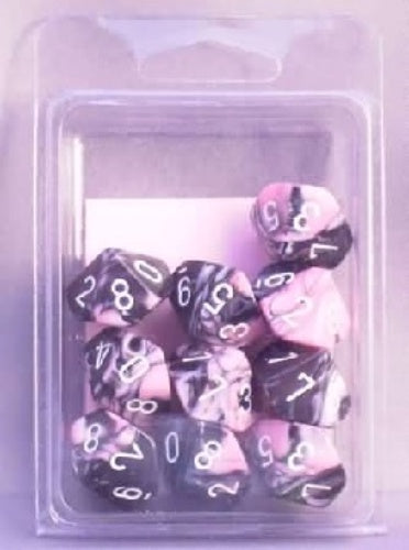 Gemini 10 * D10 Black-Pink / White Chessex Dice (CHX26230)