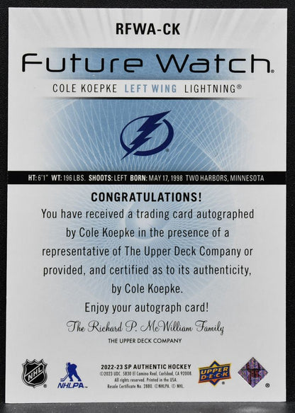 2022-23 SP Authentic 2012-13 Retro Future Watch Koepke Lightning RC Auto 4007