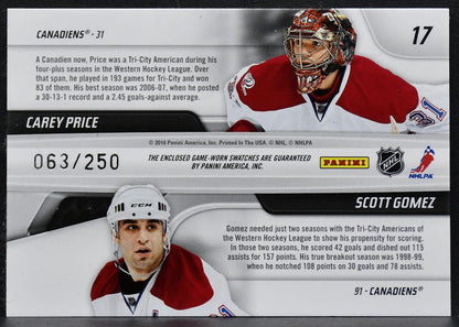 10-11 Panini Certified Junior Legacy Combos Price/Gomez Canadiens /250 Patch 7741
