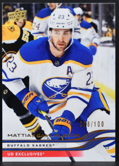2025-26 UD Series 1 UD Exclusives Mattias Samuelsson 15 Buffalo Sabres 008/100 9318