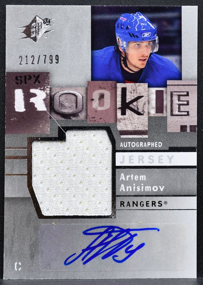 2009-10 SPx Rookie Auto Jersey Artem Anisimov Rangers RC Auto Jersey 4596