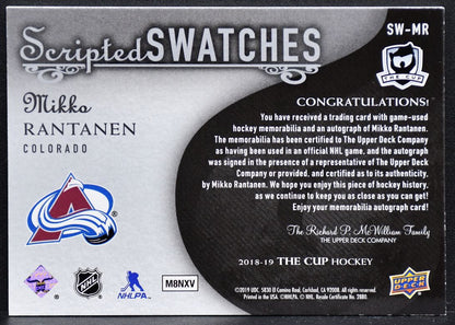 2018-19 UD The Cup Scripted Swatches Mikko Rantanen SW-MR Auto 06/35 Patch