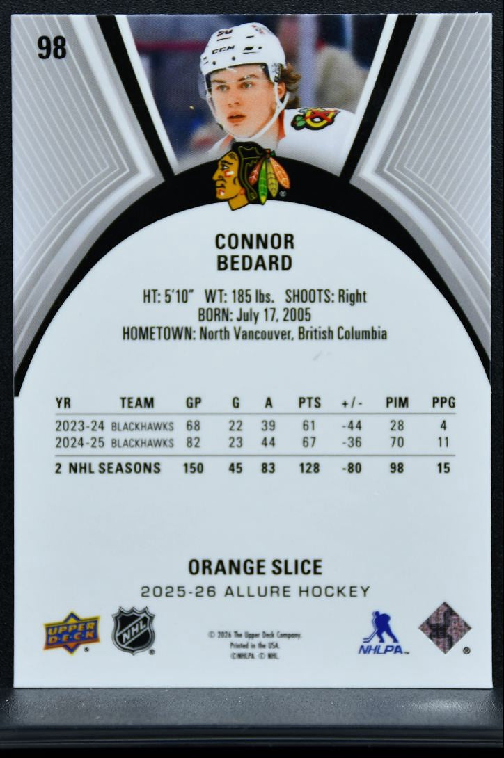 2025-26 Upper Deck Allure Orange Slice Connor Bedard 98 Chicago Blackhawks 8952