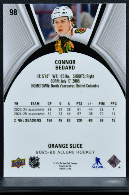 2025-26 Upper Deck Allure Orange Slice Connor Bedard 98 Chicago Blackhawks 8952