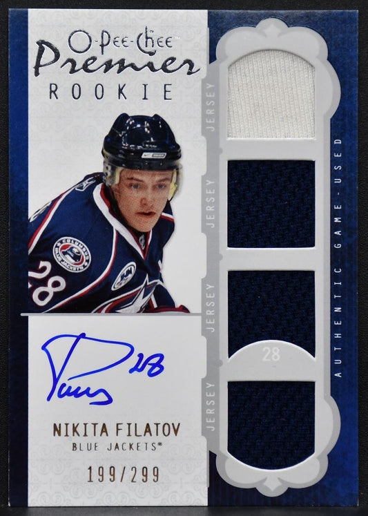 2008-09 OPC Premier Jersey Filatov 47 Blue Jackets RC Auto 199/299 Jersey 0300