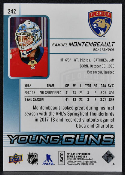 2018-19 Upper Deck Series 2 Young Guns Samuel Montembeault 242 RC 8241