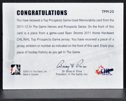 2011-12 In The Game Heroes and Prospects Top Black Ryan Strome Jersey 1052