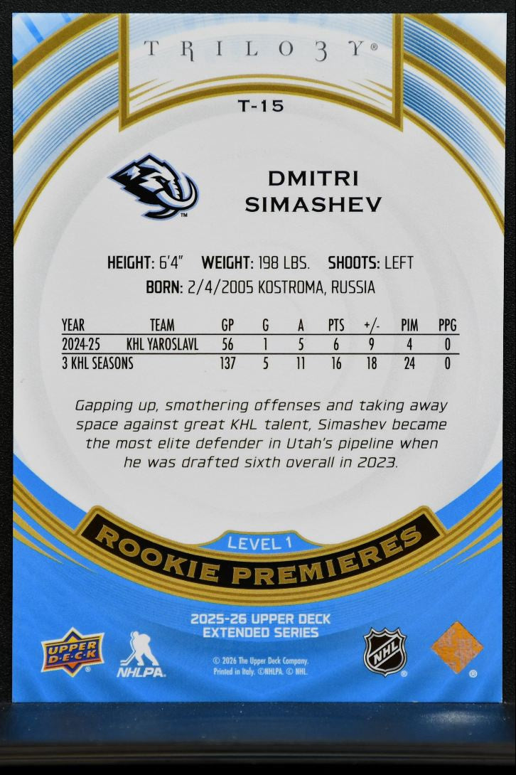 2025-26 UD Extended Series Trilogy Premieres Lvl 1 Simashev RC 286/999 3543