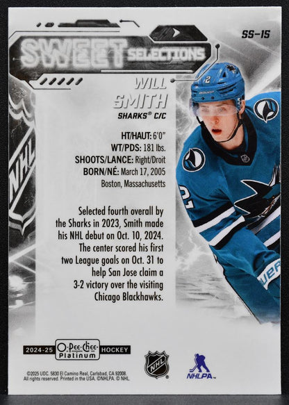 2024-25 O-Pee-Chee Platinum Sweet Selections Will Smith SS-15 Sharks RC 8105