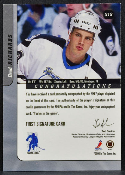 2000-01 Be a Player Signature Series Autographs Brad Richards Auto 0062