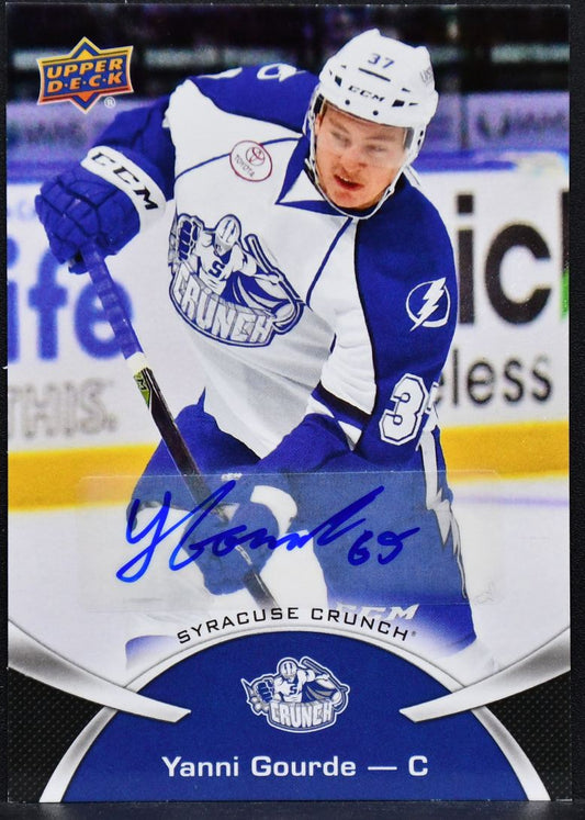 2015-16 UD AHL Autographs Yanni Gourde 22 Syracuse Crunch Auto