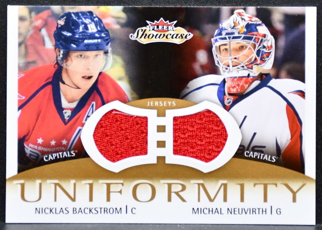 2013-14 Fleer Showcase Uniformity Backstrom/Neuvirth Capitals Jersey 8604