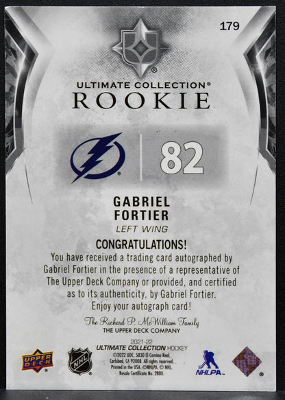2021-22 UD Ultimate Collection Rookie Auto Gabriel Fortier RC Auto 7279