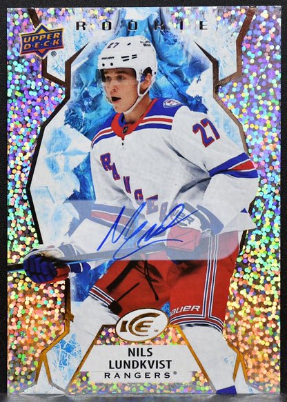 2021-22 UD Ice Rookie Autographs White Snowflake Nils Lundkvist RC Auto 1551