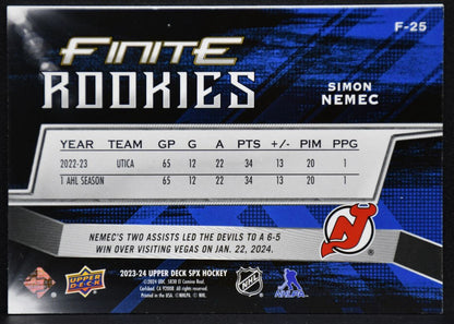 2023-24 SPx Finite Rookies Simon Nemec F-25 New Jersey Devils RC 567/999 4022