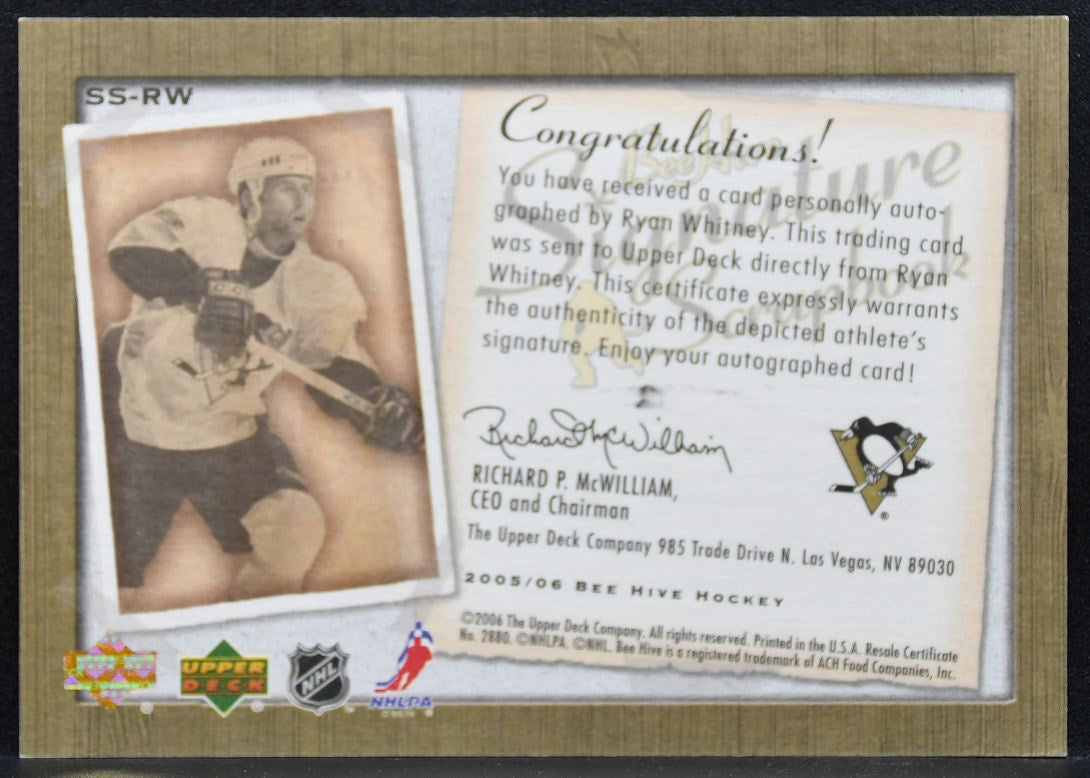 2006-07 Upper Deck Beehive Scrapbook Whitney SS-RW Pittsburgh Penguins Auto 0904