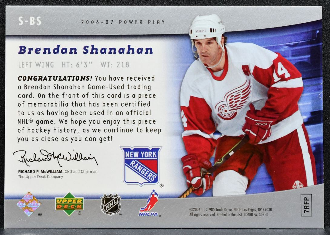 2006-07 UD Power Play The Specialists Brendan Shanahan S-BS Rangers Jersey 1427