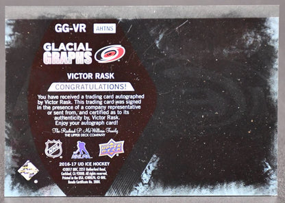 2016-17 UD ICE Glacial Graphs - Noir Victor Rask Carolina Hurricanes Auto 47/49