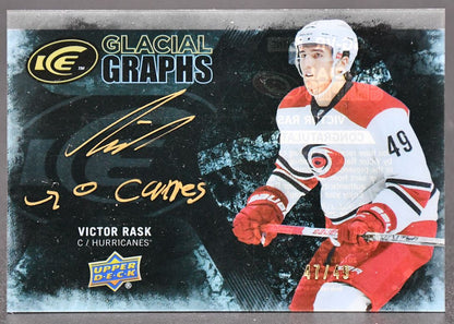 2016-17 UD ICE Glacial Graphs - Noir Victor Rask Carolina Hurricanes Auto 47/49