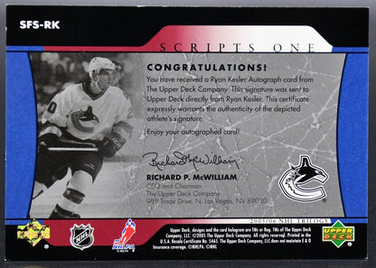 2005-06 UD Trilogy Script One Ryan Kesler SFS-RK Auto